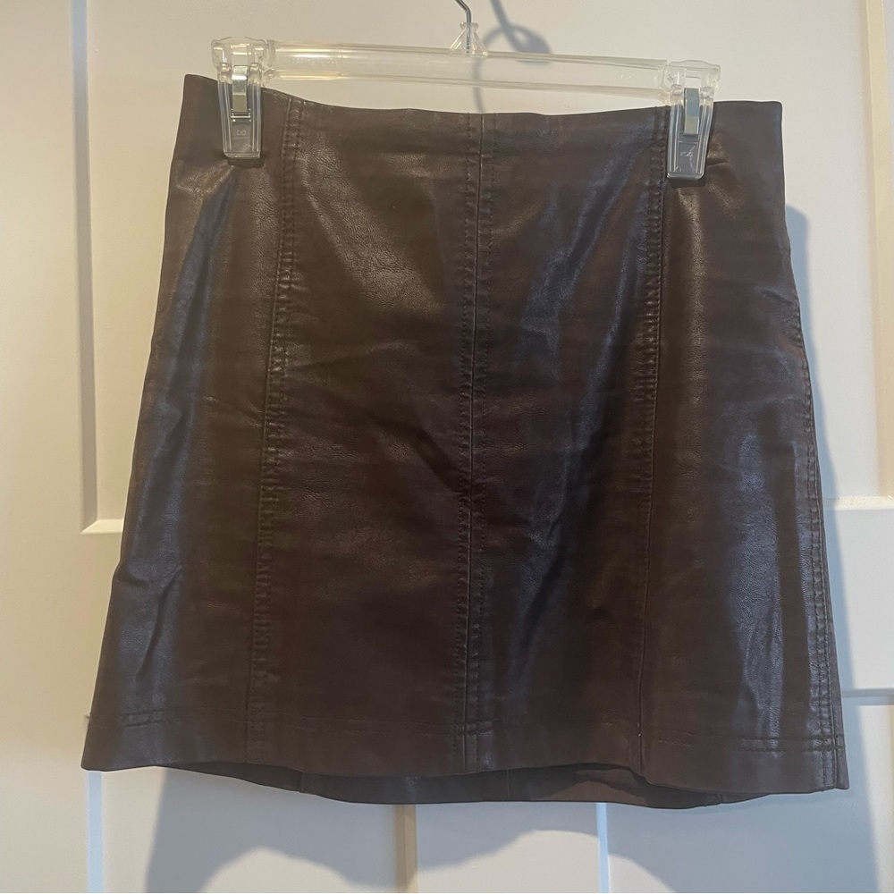 Free people brown leather mini skirt
